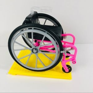 Barbie Doll Wheelchair Made to Move Pink with Yellow Ramp New Out of Package